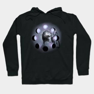 Woman Gazing at Phases of the Moon Hoodie